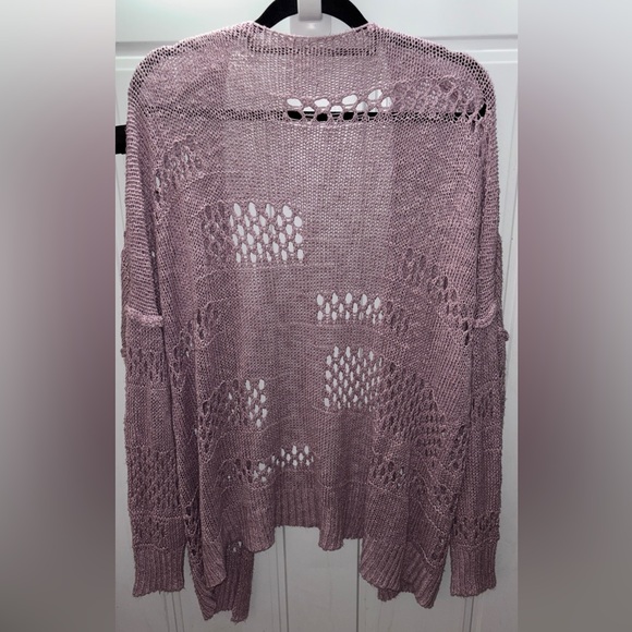 Women's Crochet Open Knit Sweater - lilac purple ~XXL - Picture 7 of 7
